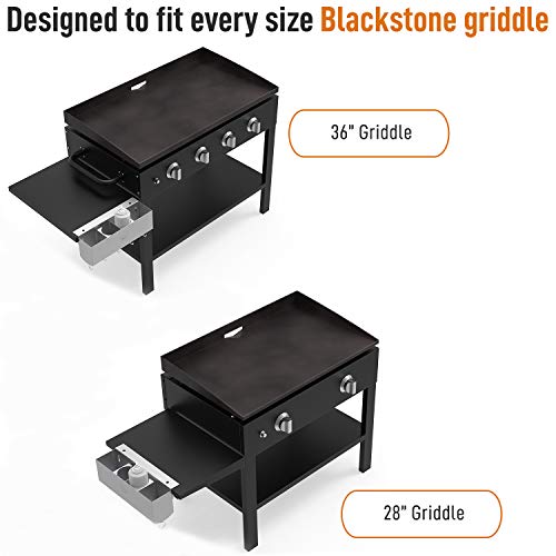 Yukon Glory Stainless Steel Griddle and BBQ Caddy Designed for The 28/36" Blackstone Griddles, for Clean and Organized Workspace and Storage (Squeeze Bottles Not Included)-Not for Pro-Series/Tabletop
