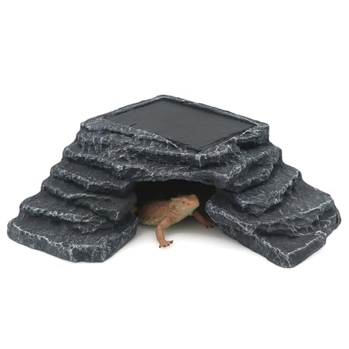 Image of AQUA KT Reptile Basking Platform with Climbing Ramp Ledge Turtle Dock Resting Rock for Bearded Dragon Leopard Crested Gecko Lizard Hide Cave Amphibian Decoration