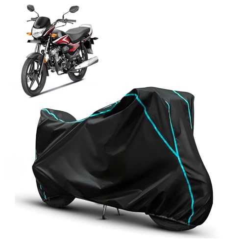 Image of Water Resistant Bike Cover for Honda Shine 100 All Weather, UV Heat Resistant, Dustproof, Triple Stitched, Windproof Elastic Bottom