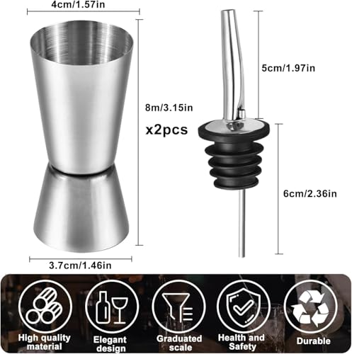 Image of Birdbrid Peg Measure with Pourer, Stainless Steel 30ml Liquor Peg Measurer with Bottle Pour Spout, Bar Tool for Spirits, Whiskey, Vodka, Alcohol, Leak-Proof, Easy Pouring (Jigger Pourer)