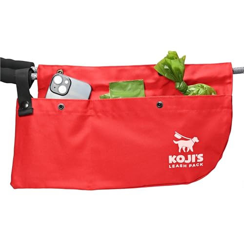 Image of Used Poop Bag Holder for Leash | Patented Poop Bag Pouch with Phone Pocket, Separate Clean & Dirty Compartments | Button Closure | Bag Attachment Fits Any Dog Leash, Hammock Style | Made in USA