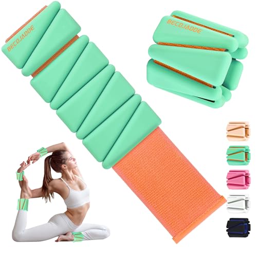 Image of BECOJADDE Ankle Weights for Women Wrist Weights Set of 2 (1 lb /2 lb Each) Adjustable Arm Leg Weight for Womens Men Suitable for Walking Swimming Running Pilates Yoga Gym