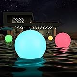 Blibly Solar Floating Pool Lights, 14 inch Solar Powered Color Changing Inflatable LED Glow Ball Light