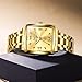 OLEVS Gold Watches for Men Business Men's Square Watch Luxury Stainless Steel Easy Reader Large Rectangular Face Wrist Watches for Man Date Waterproof Analog Quartz Dress Golden Relojes para Hombres