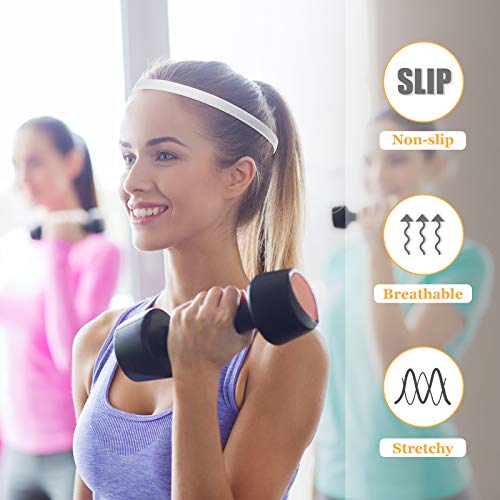 WILLBOND 12 Pcs Thin Sport Elastic Headband Non Slip Skinny Athletic Exercise Hairband Women Men Silicone Grip Hair Sweatband Yoga Workout Running Football Basketball Soccer Tennis(Black, White, Grey) by WILLBOND - Used condition - Image 6