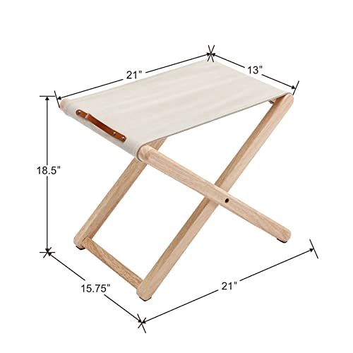 Quinjay Wood Folding Camping Stools Set Of 4, 18.5" Hardwood Portable Fishing Folding Stool With Heavy Duty Metal Support Canvas Camp Stool Foldable Footstool For Outdoor Hiking Picnic Bbq, Beige #TOP2