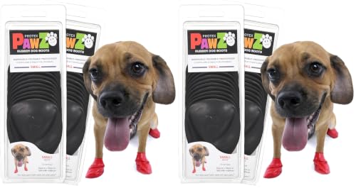 Pawz Dog Boots PawZ Rubber Dog Boots for Small Paws - All-Weather Waterproof Dog Shoes, Anti-Slip Traction for Rain, Snow, Mud & Hot Pavement - Pull-On Dog Booties, Black - Small (2"-2.5") - Pack of 48