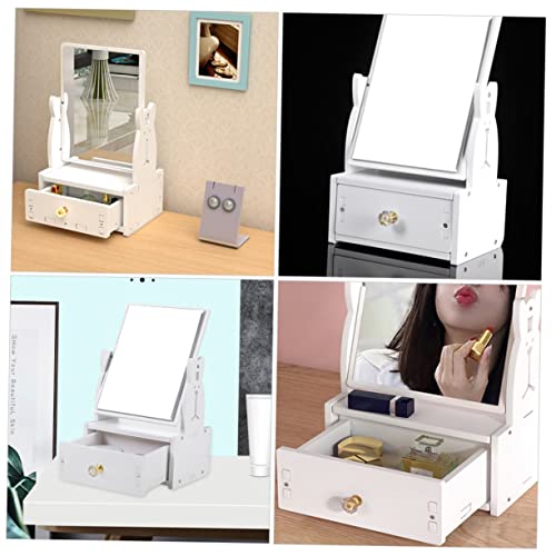 Miroir de maquillage de table blanc avec tiroir idéal pour optimiser un bureau d'étudiante