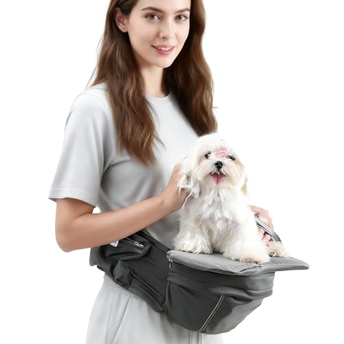 Dog Waist Stool - Multifunctional Pet Carrier Harness, Ideal for Daily Walks, Travel and Vet Visits, Keeps Your Hands Free for Cat and Dog Carrier with Safety Leash (Suitable for Small Dogs and Cats)