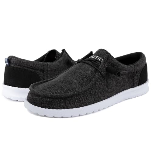Image of Nautica Men's Comfort Loafers, Slip-On Boat Shoe, Lightweight Casual Stretch Sneaker-Rushford