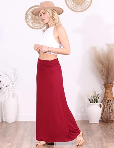 Image of Popana Long Maxi Skirt for Women, Flowy Long Skirts for Women | High Waisted Soft Trendy Rayon, Sundress Convertible Skirt, Long Length Bodycon Maxi Skirt, Petite and Plus Size
