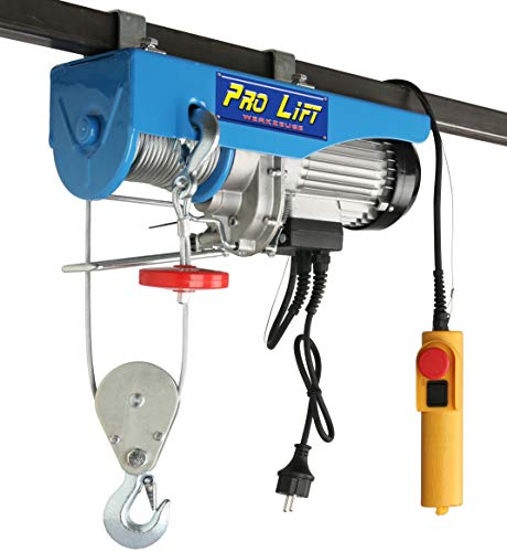 Pro-Lift-Werkzeuge Elektrische Seilwinde 800kg mit Fernbedienung 230V Motorwinde Seilzug Kran Winde Elektrowinde