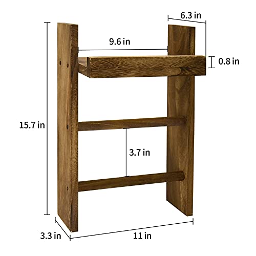 Wall Hanging Ladder Towel Rack with Shelf, Rustic Wall Mounted Storage Towel Ladder Holder with Towel Bar, 3 Tiers Towel Rack Holder with Storage Shelf for Bathroom, Kitchen Hand Towel Holder - Thumbnail 7