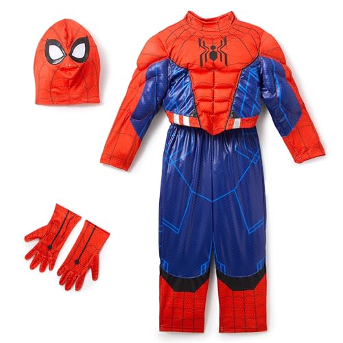 Disney Store Official Déguisement Spider-Man pour Enfant, Costume de superhéros Marvel avec Rembourrage Effet Muscles, Masque, Gants, Effets sonores et Toile...