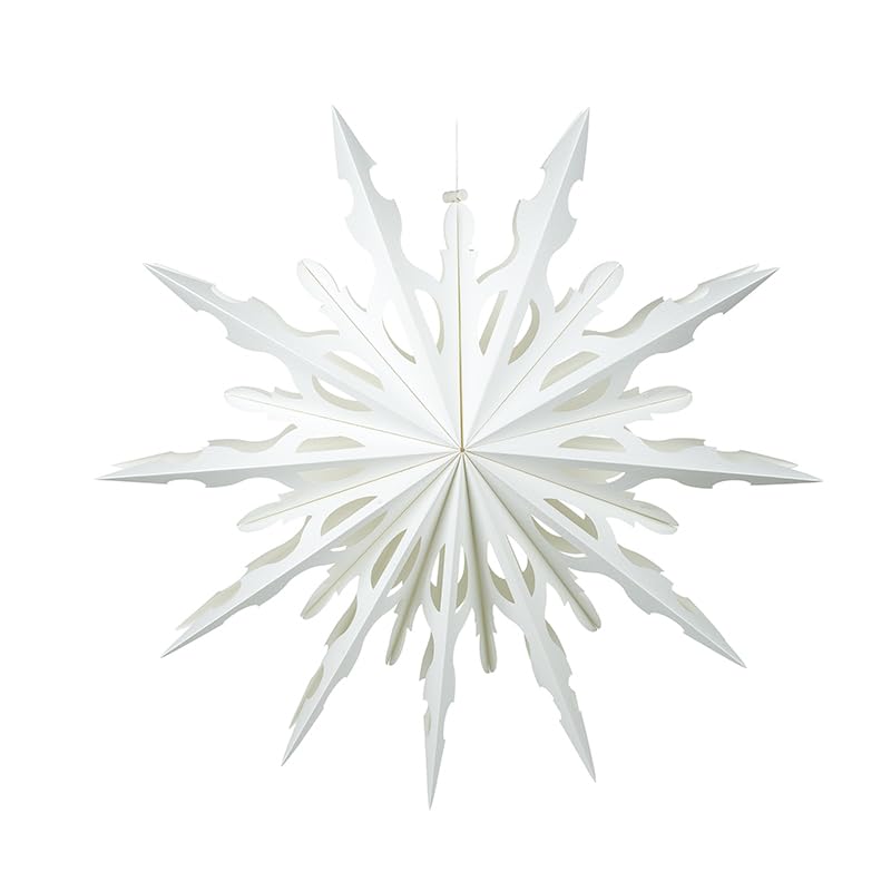 Heaven Sends Hanging Paper Kirigami Snowflake Decoration 30 cm – White Fold-Out Christmas Ornament with Intricate Cut-Out Design – Festive Winter Hanging Decoration