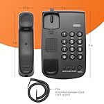 Lativu Corded Landline Phone, Simple Office Telephone Home Phone,Telephone Landline Phones Use for Home/Office -Wall or Desk -Adjustable Ringer Volume, Black - Image 4