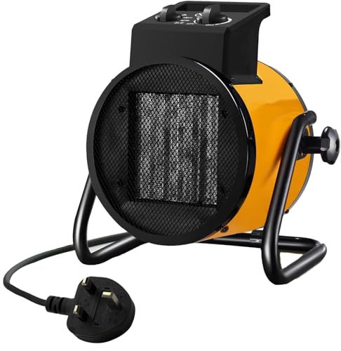 Electric Ceramic PTC Fan Space Heater 3 Settings & Adjustable Thermostat 2KW & 3KW Home office Workshop (2KW Ceramic Heater)