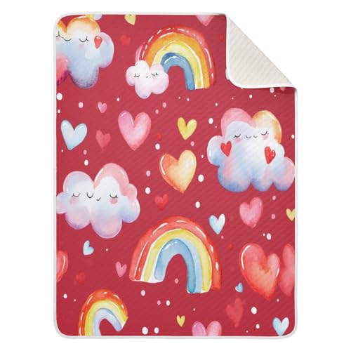 Burbuja Valentine Rainbows Baby Blanket for Boys Girls, Nursery Soft Warm Swaddling Receiving Baby Blankets, 30x40 in Toddler Blanket