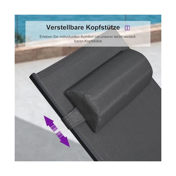 PURPLE LEAF Sonnenliegen-Set Grau mit Tisch