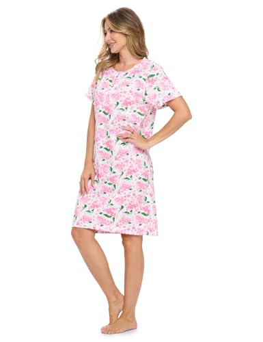 Casual Nights Women's Henley Nightshirts Set of 2, Floral Short Sleeve Nightgowns & Solid Sleepwear Shirt4