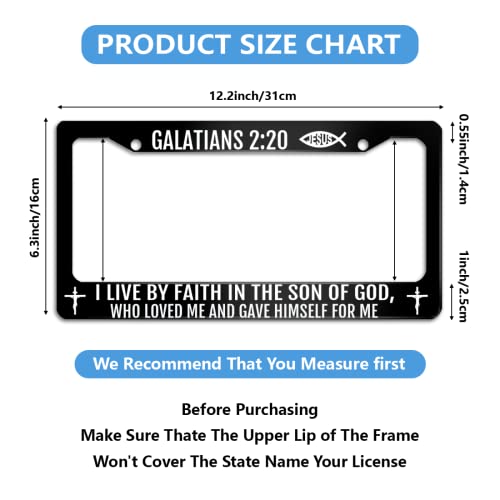 Bible Verses Designed Aluminum Metal License Plate Frame With Bible Verse Jesus Cross Christian 6×12 Inch #TOP1