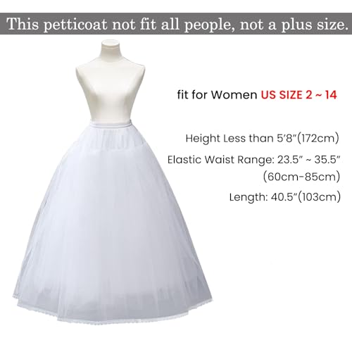Petticoat Skirt for Women Under Dress, 8 Layer Puffy Hoop Skirt for Bridal Wedding Dresses, Crinoline Underskirt for Women with Hoopless Design, Adjustable Waist Size, and Curved Lace Edge2