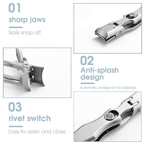 Image of MAYCREATE Nail Clippers For Men Stainless Steel Nail Cutter with Leather Cover Toenail Clippers for Thick Nails, Professional Nail Cutter