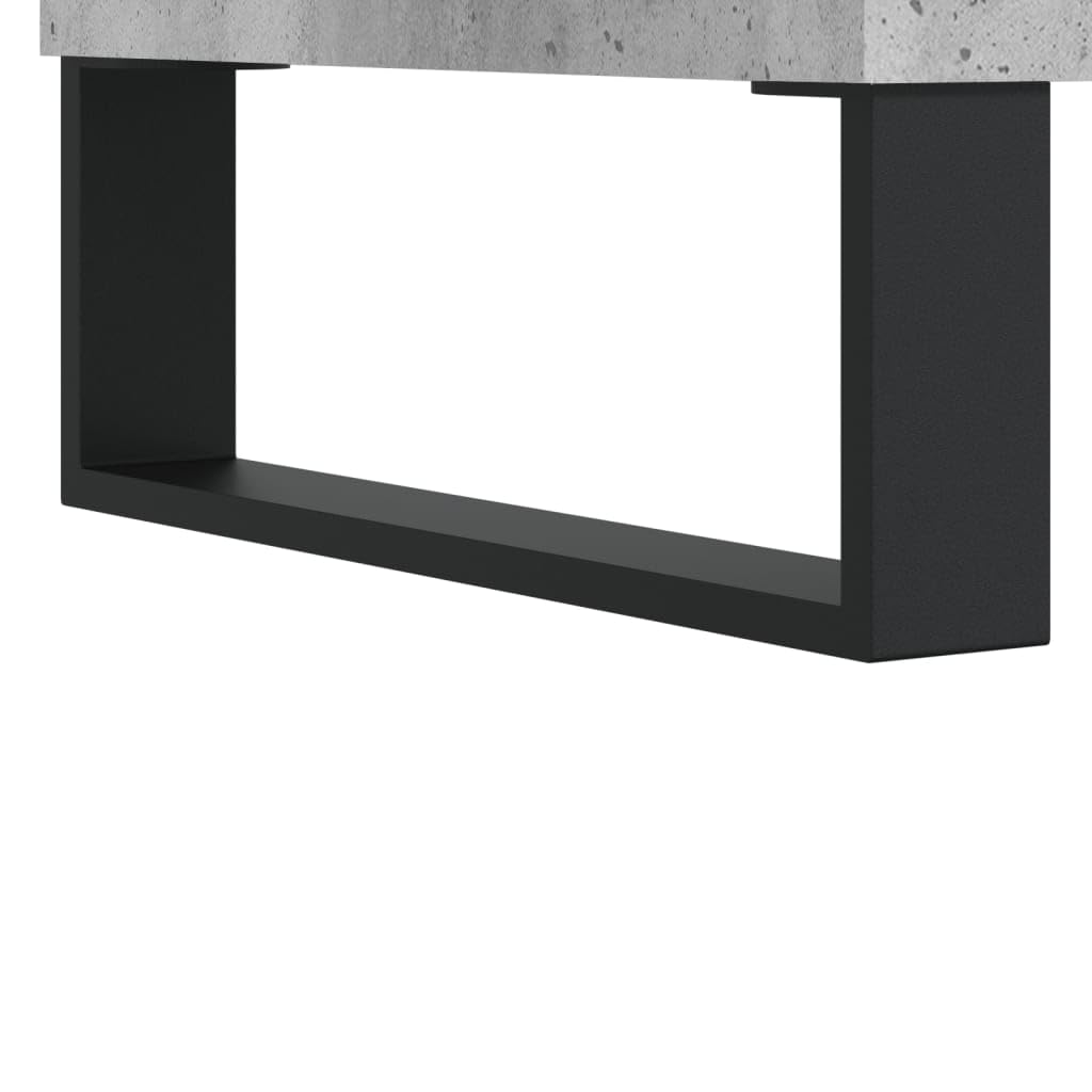 Fengshui Szafa panelowa betonowa szara 84,5 x 38 x 89 cm materiał drewnopochodny | Stabilna górna płyta do gramofonu, żelazne nogi, łącznie z uchwytem ściennym, przechowywanie LP