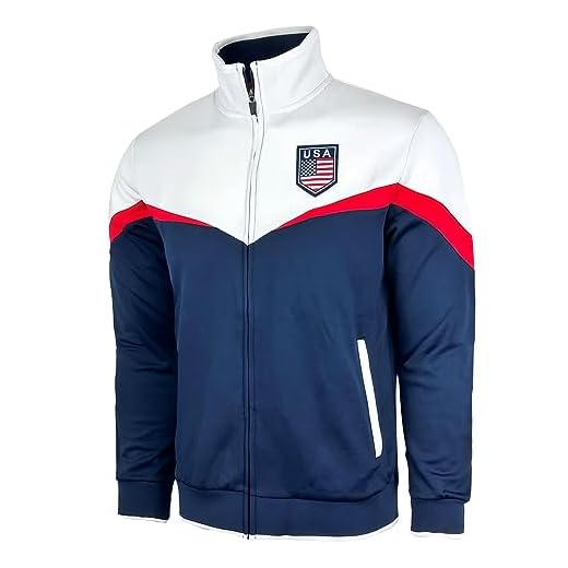 Men's USA Track Jacket, U.S Full Zip Sweater Jacket With Zipper Pockets (Small)