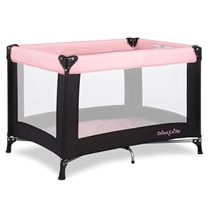 Dream On Me Nest Portable Baby Playard, Lightweight Foldable Travel Play & Nap Space with Carry Bag, Breathable Mesh Sides for Infants & Toddlers, Compact Indoor Outdoor Use, Pink