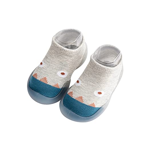 Baby First Walking Shoes Infant Boys Girls Animal Cartoon Socks Shoes Toddler Fleece WarmThe Floor (Grey, 5.5 Infant)