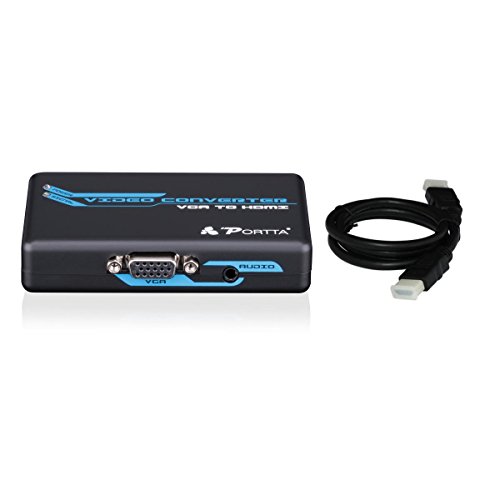 PORTTA PETVHH1 3.5mm Audio VGA 2 HDMI, VGA to HDMI Converter 1080p with HDMI Cable 2M