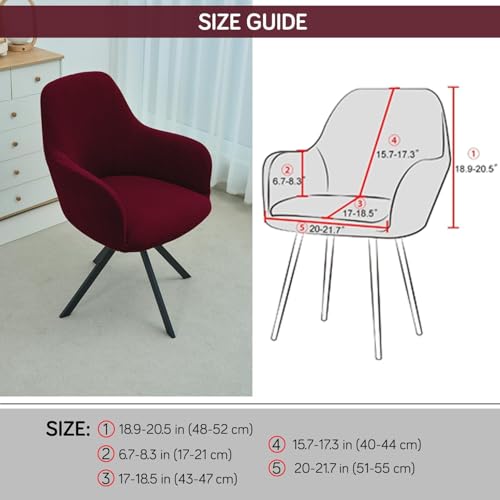 Image of HOKIPO Premium Jacquard Fully Covered Cover for Swivel Dining Chair with Arms, Burgundy (NEW-AR-5356-BRGN)