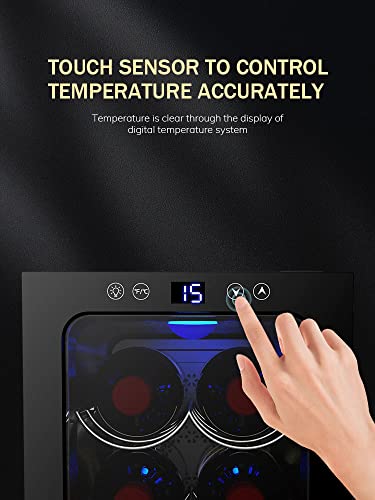 6 Bottiglia di Vino Thermo Electric Wine Cooler, refrigeratore Counter Top Wine Cellar con Display Digitale della Temperatura, Frigorifero Indipendente Porta in Vetro Affumicato - immagine 6