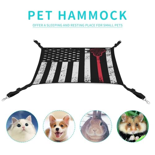 Rede para gatos de lacrosse com bandeira dos EUA - Cama macia para animais de estimação confortável