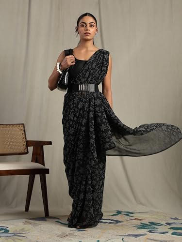 Image of Garden Vareli Lock Chiffon Floral Saree