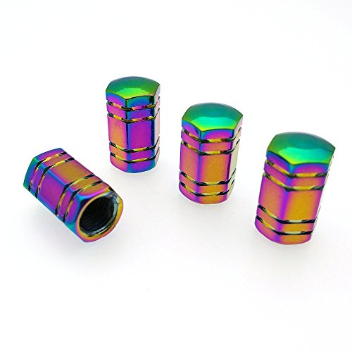 Heinmo Neo Chrome Tire Valve Stem Caps Aluminum Tire Wheel Stem Air Valve Cap Dust Cover Universal Stem Covers for Cars Trucks Motorcycles SUVs and Bikes