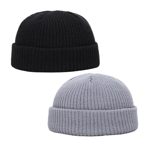 JYNXOR 2 pcs Gorro de Pescador, orro de Calavera, Hombres y Mujeres Invierno Cálido Gorro de Punto Montar Esquí Caminar Gorro Cálido, Retro y de Punto - Adecuado para Pescadores, Trabajadores, Moda