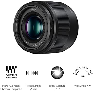 Panasonic Lumix 25mm F1.7 | H-H025E-K Prime Lens, Black - Micro 4/3 Mount Compatible Panasonic & Olympus
