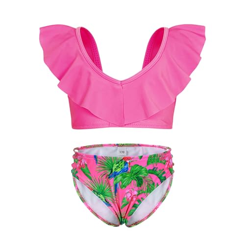 Girls Swimsuit Two Pieces Bikini Set Ruffle Bathing Suits Kids Flounced Beach Pool Swimwear for 6-13 Years