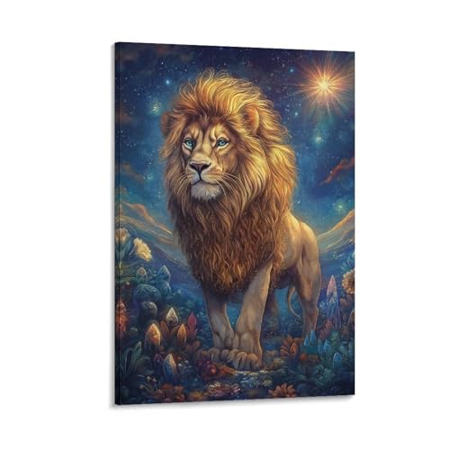 Toile pour la décoration de la maison avec motif lion mural moderne