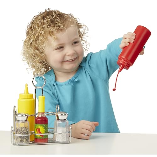 Image of Melissa & Doug 6-Piece Condiments, Play Food Set with Kids Play Kitchen Accessories, Preschool Learning Toys for Girls & Boys 3+