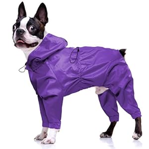 Dog Raincoat, Dog Raincoats for Large Dogs, Dog Rain Jacket with Clear Hooded, Waterproof Dog Poncho Snow-Proof Dog Vest Rainwear, Rain Clothes Apparel with Leash Hole Pitbull Purple L