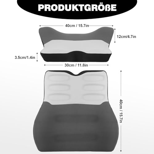 Quirlig Lendenwirbelkissen, Lendenkissen Auto, Lordosenstütze Auto, Rückenkissen Auto Memory Foam, Ergonomisches Rückenstützkissen fur Zuhause, Büro, Auto