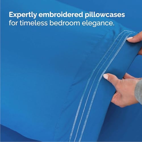 Queen Size 4 Piece Sheet Set - Breathable & Cooling Sheets - Royal Blue - 5