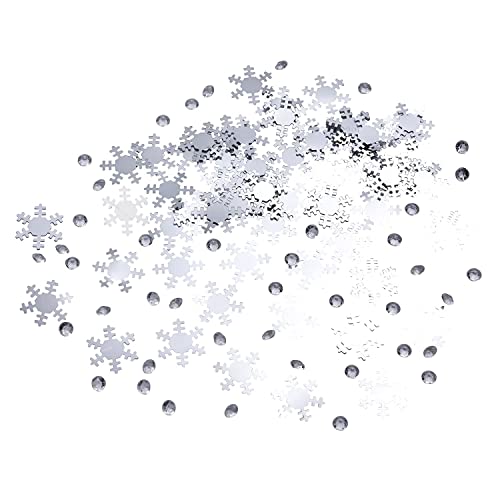 Neviti Shimmering Snowflake-Confetti & Diamonds-28g Pack, Wood, Silver, 1.5 x 1.5 x 0.1 cm