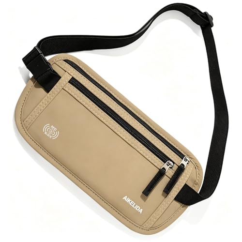 Image of Money Belt - Slim Passport Holder RFID Blocking Travel Wallet Undercover Fanny Packs for Women Men - Gold