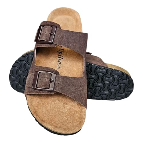 Image of Men Suede Leather Sandals | Cushioned Footbed | Comfortable | Casual Slip-on Slippers