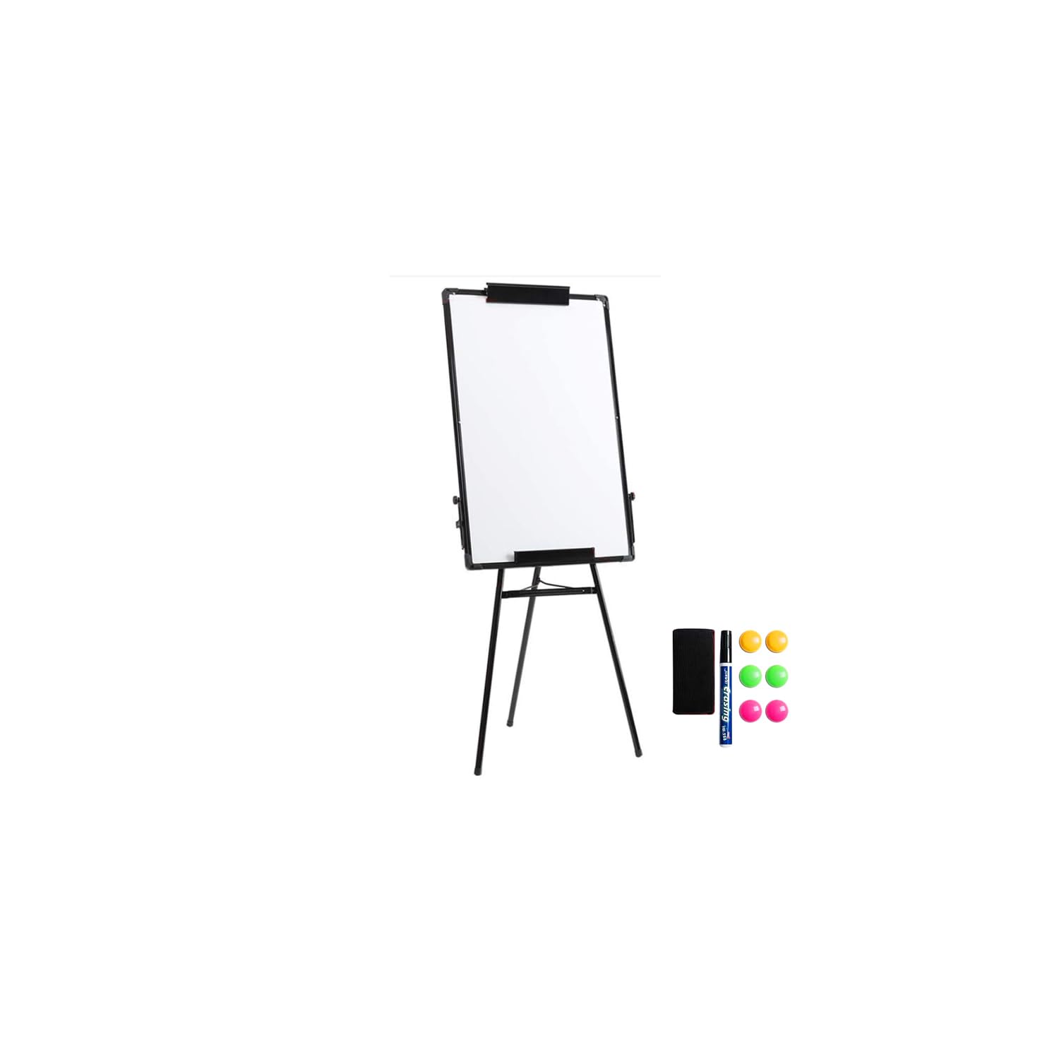 Black Frame Magnetic Flipchart Easel Stand White Board for Office or Teaching at Home & Classroom (60x90)