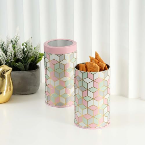 Image of Maroc Collection Airtight Kitchen Container Set| 850ML- Set of 2| Food Grade Metal Storage Jars for Cereals, Cookies, Dals & Dry Foods| Leakproof, Moist-Proof Canisters| Moroccan Pink Pastel